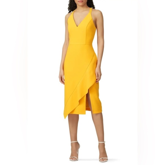 Harlyn Dresses & Skirts - Harlyn Yellow Asymmetrical Sheath Dress Size Small